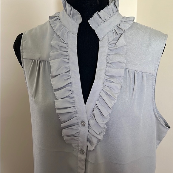 Women's Ruffled Gray Sleeveless Top - Picture 2 of 5